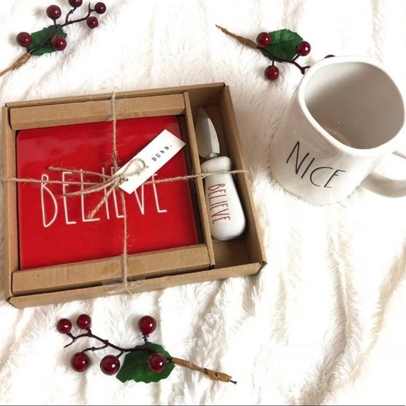 Rae Dunn Other - Red Believe Serving Set with Nice Mug